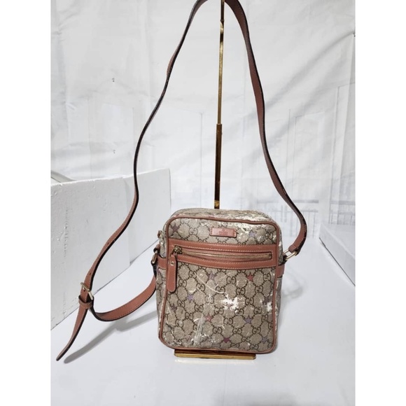 Authentic GUCCI GG Canvas Shoulder Bag Beige/Pink - Picture 1 of 13